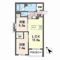 コンフォート H2026 2LDKの間取図画像