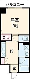 イーストフォート 1Kの間取図画像