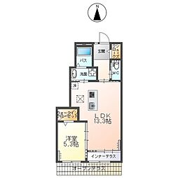サン・クレイン 1LDKの間取図画像