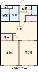 総業水戸第二ハイム 2DKの間取図画像