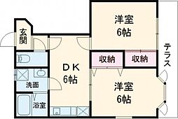 サンハイム 2DKの間取図画像