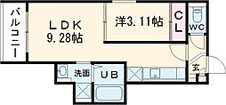 REGALEST堺市駅 1LDKの間取図画像