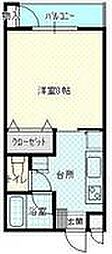 ウインドベル 1Kの間取図画像