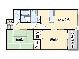 サンシティー小石 2DKの間取図画像
