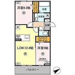 ペルへ尾上 2LDKの間取図画像