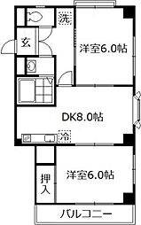 和幸マンション 2DKの間取図画像