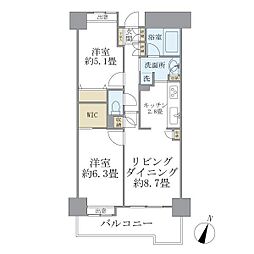 グランフラッツ北千住 2LDKの間取図画像
