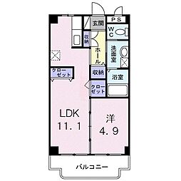 パレスビュー崎山 1LDKの間取図画像