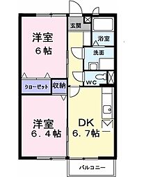 ニューエルディム土器 2DKの間取図画像