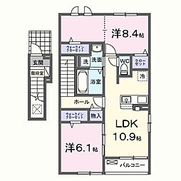 ソレイユ馬場山緑 2LDKの間取図画像