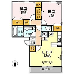 メイユールMS3 2LDKの間取図画像
