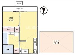 メゾン・ド・ベルC棟 1LDKの間取図画像