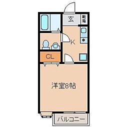 ハイツプリーマ1 1Kの間取図画像