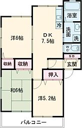 メゾン・グリーンピアD 3DKの間取図画像