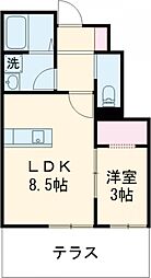 パルセイトB 1LDKの間取図画像