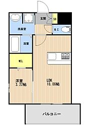 LIBTH姪浜駅前 1LDKの間取図画像
