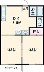Wレインボー3 2DKの間取図画像