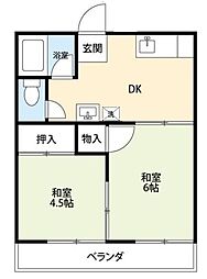 サンハイツA 2DKの間取図画像