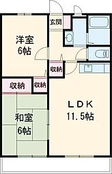 オレンジハイツB棟 2LDKの間取図画像