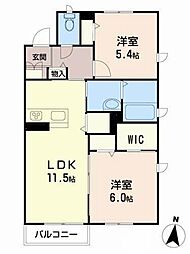 ベレオガーデンズ久留米1 2LDKの間取図画像