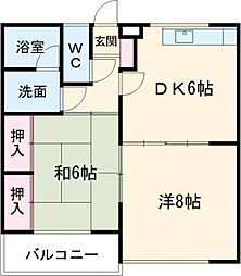 ハイツハツミA 2DKの間取図画像