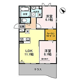 セジュール優 2LDKの間取図画像