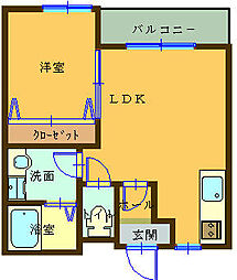 ヴィアーレ大塔 1LDKの間取図画像