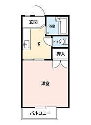 メゾンソレイユ 1Kの間取図画像