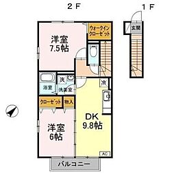 グリーンコート 2DKの間取図画像