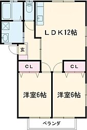 ラ・メゾン白岳 2LDKの間取図画像