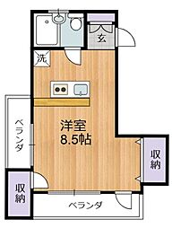 ロベリアくにたち 1Kの間取図画像