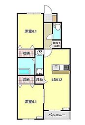 Riz 2LDKの間取図画像