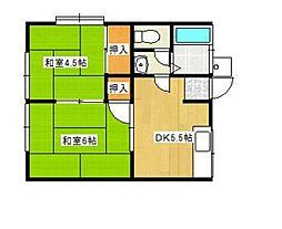 中野荘 2DKの間取図画像
