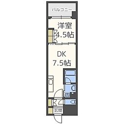 ザ・パークハビオ天満橋 1DKの間取図画像