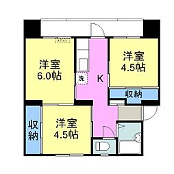 ヴィラナリー柳井 3Kの間取図画像