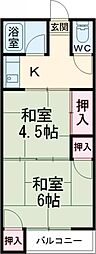 キャロット城南 2Kの間取図画像