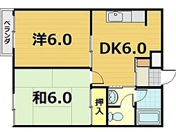 デアコート 2DKの間取図画像