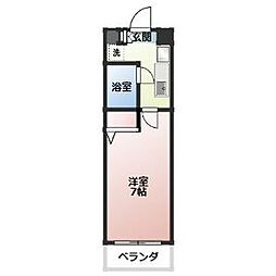 ヴァンベール長久手 1Kの間取図画像