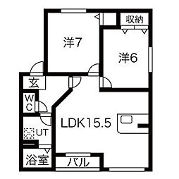 フレシール2 2LDKの間取図画像