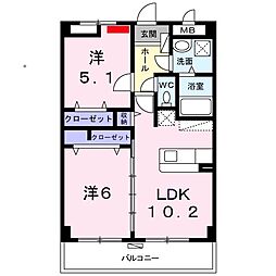 パルクコーテロカシオン 2LDKの間取図画像