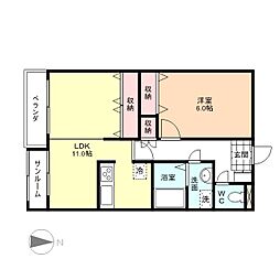 ヴィーア・ラッテア 1LDKの間取図画像
