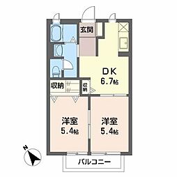 アルジャン神田川2 2DKの間取図画像