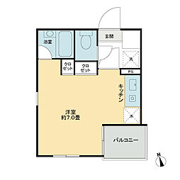 カルトゥーシュ芦花 ワンルームの間取図画像