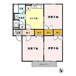 セジュールコート 3DKの間取図画像