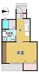 レセナ緑町A棟 1Kの間取図画像