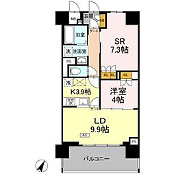 リーラ横浜川和町 1LDKの間取図画像