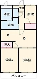 総業水戸第二ハイム 3DKの間取図画像