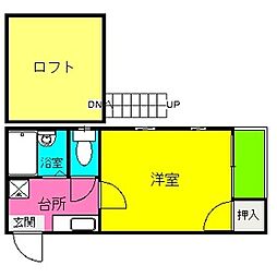 ハンブラ鳥飼 1Kの間取図画像