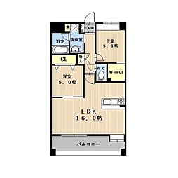 LIBTH平成タワー 2LDKの間取図画像