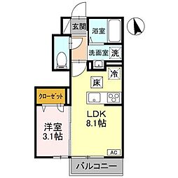 トリシアルミエール 1LDKの間取図画像